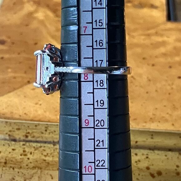 Red Labradorite Vermelho Red Garnet Sterling Silver Ring Size 7.75 - Picture 8 of 9